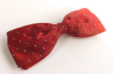 Vintage 1950s TENAX Red Patterned Silk Bow Tie Ready Tied Clip On  FREE P&P