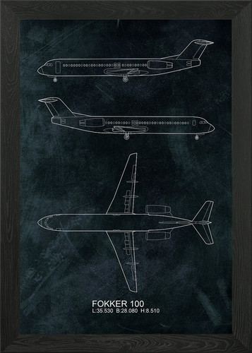 Fokker 100 framed - wall, art