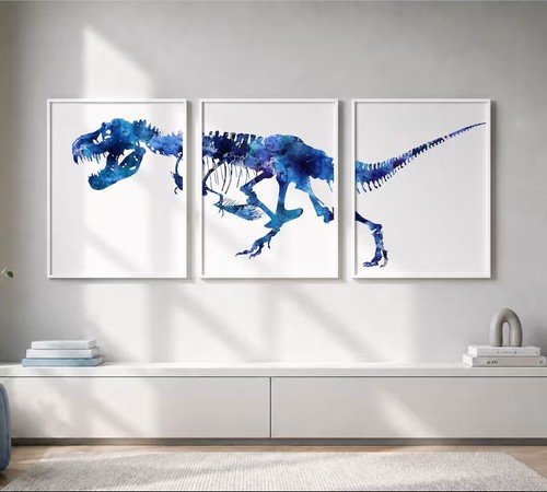 Navy dinosaur fossil wall - fossil,