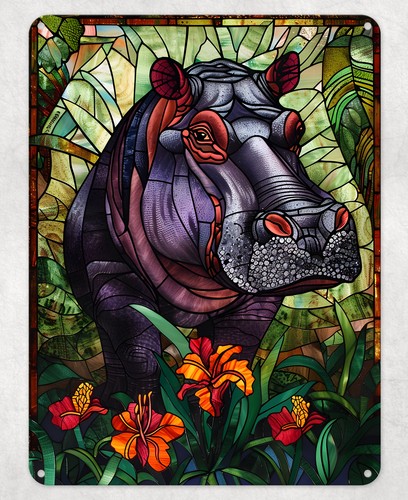 Hippo stained glass mosaic - stained,