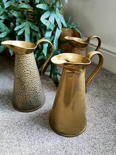 J S & S Sankey Brass 3 Pint Handled Crocodile. 3 x Water Jugs  Vase 28cm tall