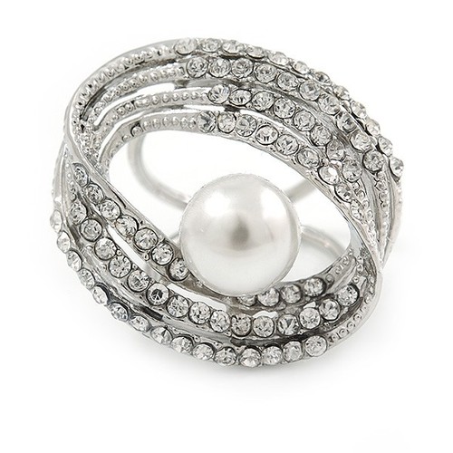 Large white glass pearl - white,