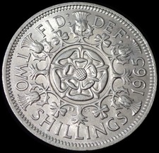 UK Two Shillings 1965 Elizabeth II Coin WCA B251