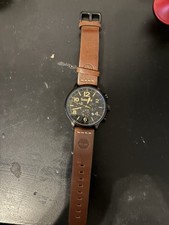 MENS TIMBERLAND MYRTLE  WATCH BLACK DIAL CHRONO & DATE   BROWN LEATHER STRAP