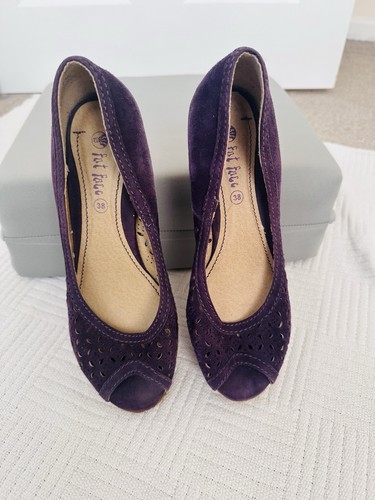 Fat face purple suede peep - suede, toe