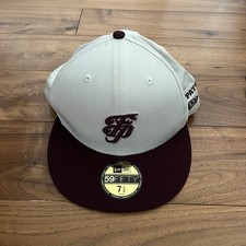 New Era X Footpatrol Paris Fitted 59 Fifty Cap Size 7 1/2 New Cream & Burgundy ✅