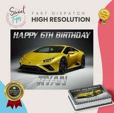 SPORTS CAR RECTANGLE EDIBLE BIRTHDAY CAKE TOPPER DECORATION PERSONALISED
