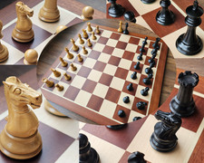 Sovereign Series Ebony & Boxwood Chess Pieces - 3 Inch (board not included)