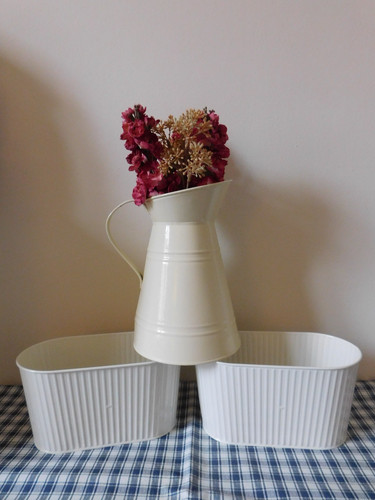 Cream painted metal planters - metal,