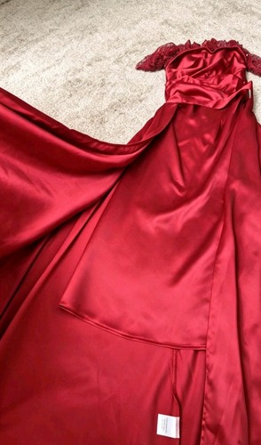 Luxury red satin sequin - &, maxi