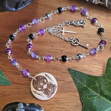 Hecate Hekate Pagan Prayer Meditation Beads for Wiccan Witch with Amethyst Onyx