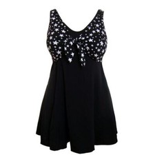 Plus Size Retro Vintage Alt Style Tummy Control Starry Nights Swimdress suit