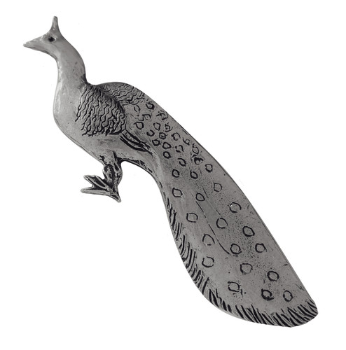 Peacock peafowl pewter pin - peacock,