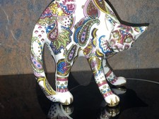 Paul Cardew Design Paisley Cool Catz Porcelain Figure England Gold & Multicolor