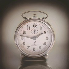 Art Deco Clock Mechanical Repeat Alarm French JAZ Chrome Desktop WORKS Needs TLC