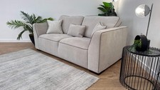 Sofology The Russo 3 Seater Fabric Sofa in Soft Chenille Contrast Piping Linen M