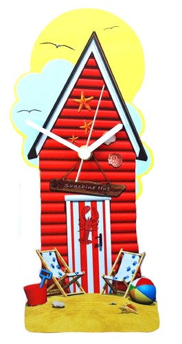 Red beach hut clock - beach,