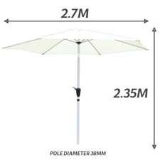 Cream 2.7m Lightweight Outdoor Garden Parasol Sunshade Umbrella