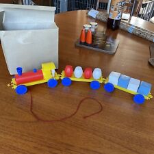 Vintage Plastic Toy Train And Trailers With Cargo 1970s Pull Along A Long