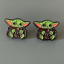 Disney Movie Star Wars Yoda Jedi Enamel Metal Stud Earrings New In Pouch
