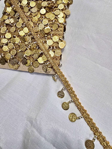 Gold metal coin fringe - metal,