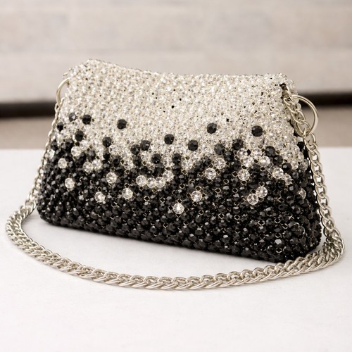 Black crystal beaded bag for - crystal,