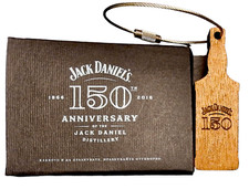 Official Jack Daniels 150th Anniversary Bottle Shaped Barrelwood Keyring