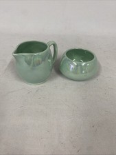 Rare Vintage Campsie Ware Milk Jug & Sugar bowl Green Lustre