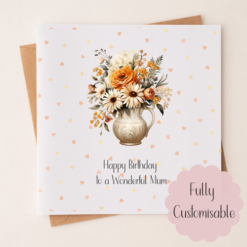 Floral birthday card - floral,