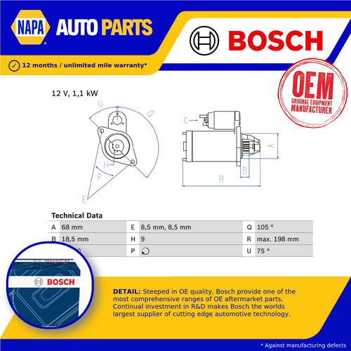 Starter motor fits vauxhall - motor,