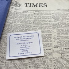 The Times Historic Newspaper Boxed 1st February 1933 Vintage