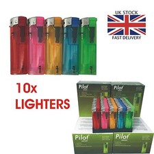 10 ELECTRONIC LIGHTERS REFILLABLE GAS CHILD SAFETY ADJUSTABLE FLAME IN 5 COLOURS