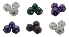 Poly PEARL Dice D12's. Various Colours packs of 3. TWELVE sided.