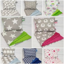 super soft  BABY BLANKET + PILLOW SET DIMPLE PLUSH CRIB PRAM BEDDING COTTON 