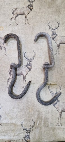 Vintage butchers rail hooks - vintage,