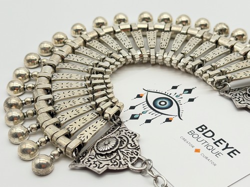 Chunky silver tone fringe - chunky, bib