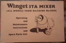 Winget 3TA Mixer. Operating Instructions/ Parts List.  Very Good Used. 1971?