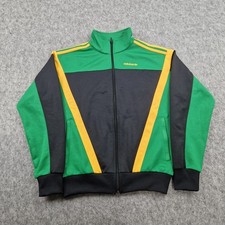 Adidas Jacket Mens Extra Small Green Black Jamaica Tracksuit Top Reggae Rasta