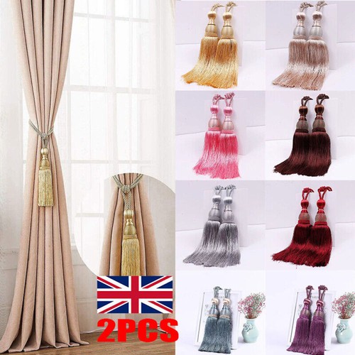 Pair tassel curtain holdbacks - curtain,