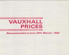 Vauxhall Range UK Price List