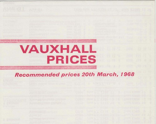 Vauxhall range price list - vauxhall,