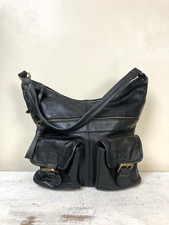 FAT FACE Black Leather Everyday Shoulder Arm Bag AMELIA DESIGN Multi Zip Pockets