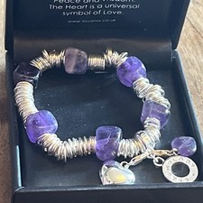 Charmology Amethyst Bracelet-Peace/Love/Wisdom Gemstone Bracelet-Original Box