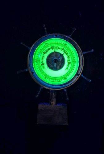 Vintage ship wheel barometer - wheel,
