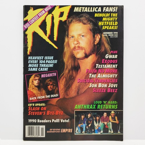 Rip magazine vtg 1990 hetfield - rip,
