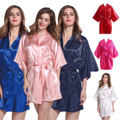 Satin kimono robe wedding - robe,