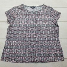 PRIMARK Summer Cotton Top T-Shirt Size 20 Grey Tribal Stretch Cap Sleeve Blend