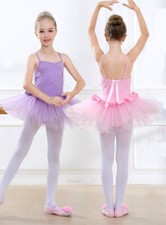Kids Ballet Tutu With Bows On Bodice + Mesh Skirt Performance Dance Dress Up 