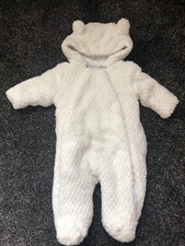 Boots Tiny Treasures 0-3 months white fluffy  snow suit, excellent condition