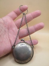 Chester Sterling Silver Coin Purse With Finger Ring Chain Leather Lined